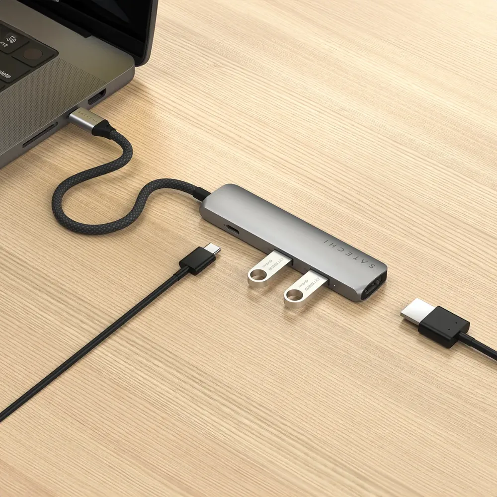 Adaptador Multipuerto Satechi Slim 4 en 1 USB-C 4K - Gris Espacial - Image 6