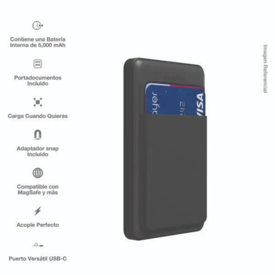 Batería Portátil Inalámbrico Mophie con Wallet Snap+ Juice Pack Mini - Negro - Image 3