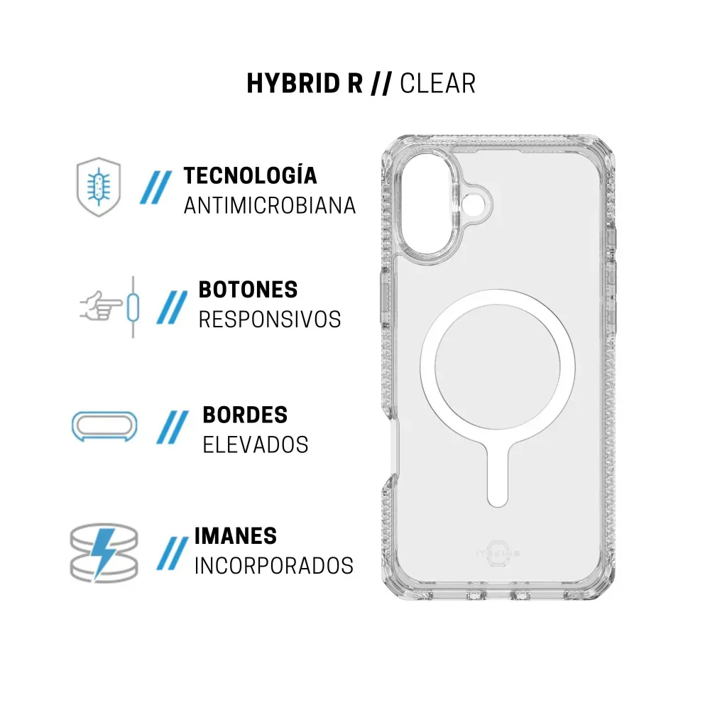 Case ItSkins Hybrid R Clear con MagSafe para iPhone 16 - Transparente - Image 7