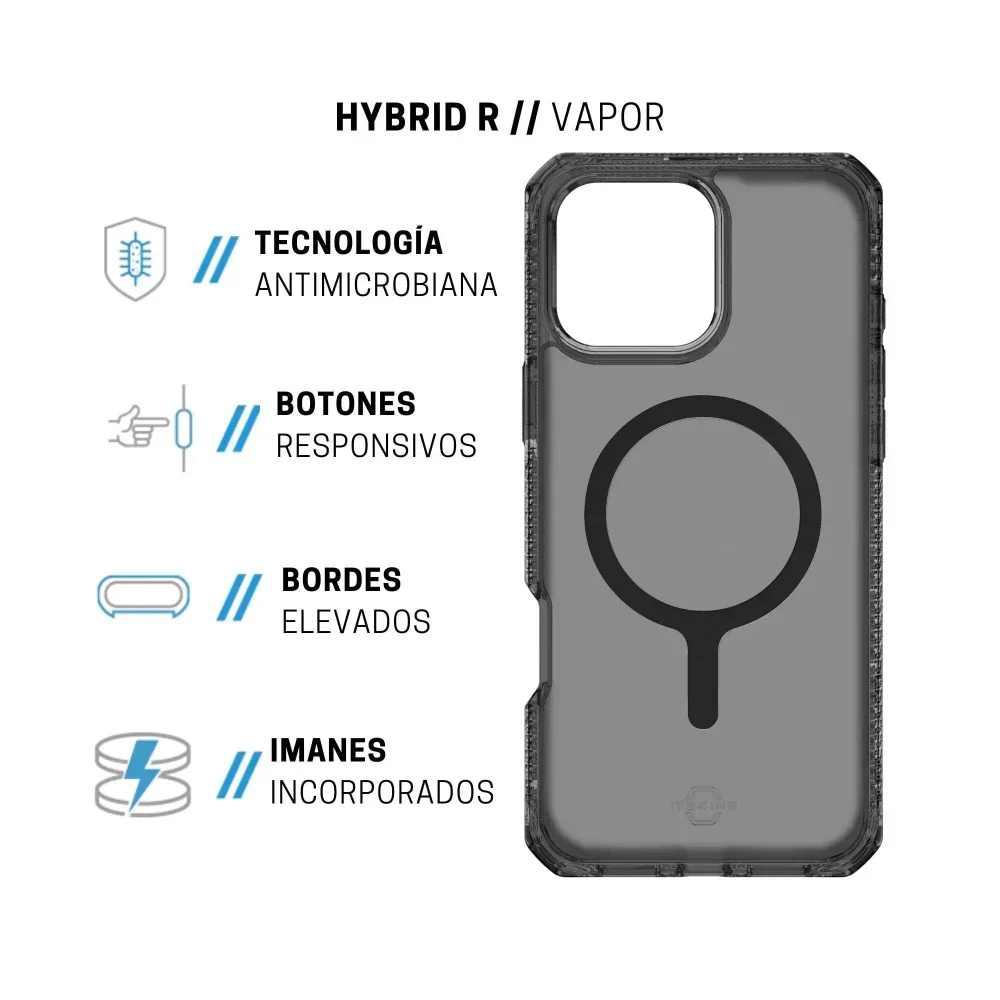 Case ItSkins Hybrid R Vapor con MagSafe para iPhone 16 Pro - Negro - Image 9